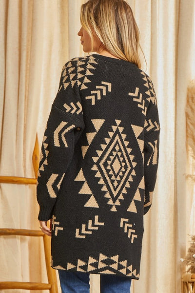 Margot Black w.Cream Diamond Print Cardigan