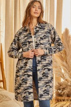 Lillia Grey Camo Long Jacket