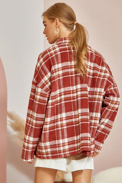 Sadie Burgundy Plaid Shacket