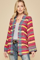 Emily Pink Multi-Stripe Jacket w/Embroidery